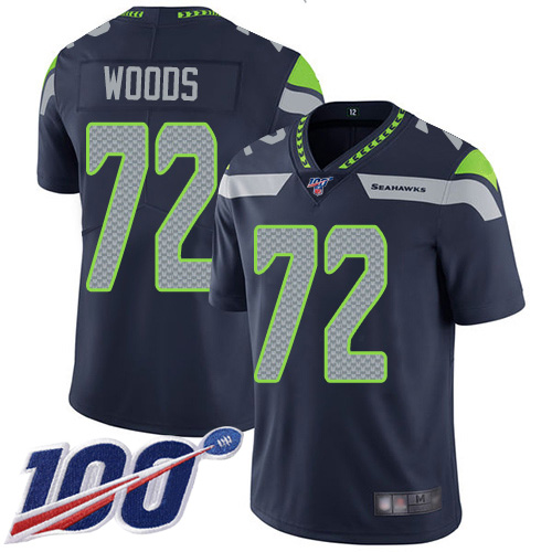 Seattle Seahawks Limited Navy Blue Men Al Woods Home Jersey NFL Football #72 100th Season Vapor Untouchable->youth nfl jersey->Youth Jersey